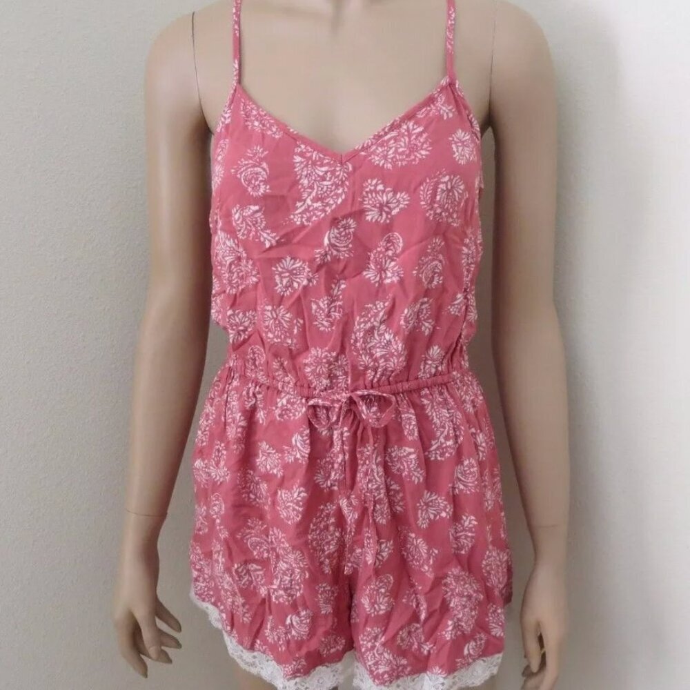 NEW Abercrombie Womens Floral Lace Romper Size XS Jumper Rose